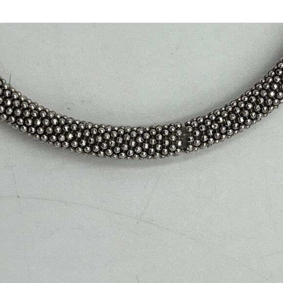 Sterling Silver 925 Diamond Cut Mesh Flexible Bangle Bracelet Magnetic Closure - Picture 9 of 16